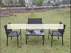 4 PCS Bistro Masası ve Sandalyeleri Rattan Dışarıdaki Sıradan Sandalyeler Yan Masa Balkon