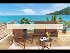 Çekici Tasarım Modern Kanepe Seti Mobilya Lüks Teak Ahşap Dış Patio Bahçe Kanepe Seti Yastıklı Mobilya Seti